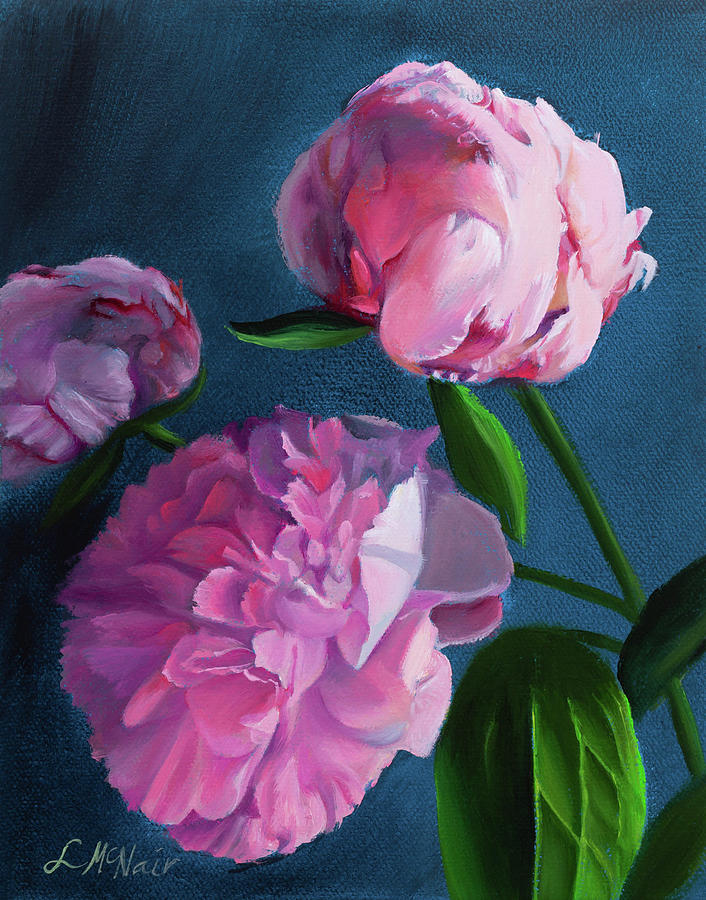 Twin Peonies-Right Painting By Loretta McNair - Fine Art America