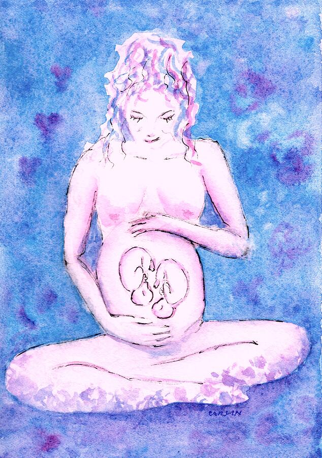 Twin Pregnancy Painting by Carlin Blahnik CarlinArtWatercolor