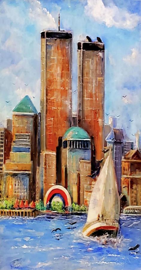 Twin Towers NYC Summer 1999  Painting by Bernadette Krupa