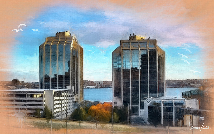 Twin Towers of Halifax Digital Art by Ken Morris