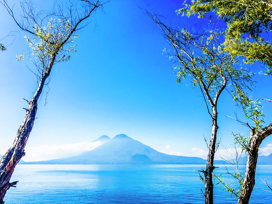 Twin Volcanoes At Lake Atitlan Photograph