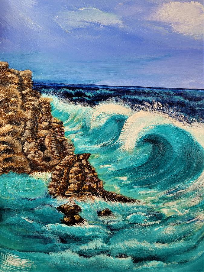 Twin Waves Painting by Randall Lechner - Pixels