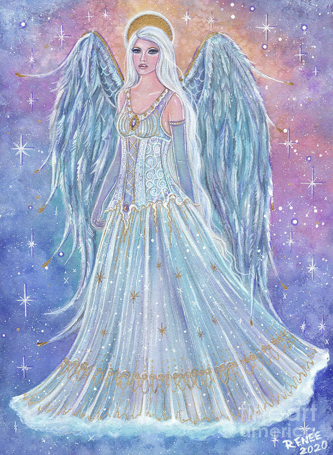 Angel Wings Painting - Twinkling Angel by Renee Lavoie