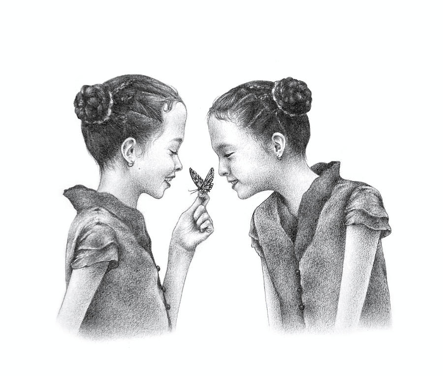 Twins Drawing By Evelyn Shi