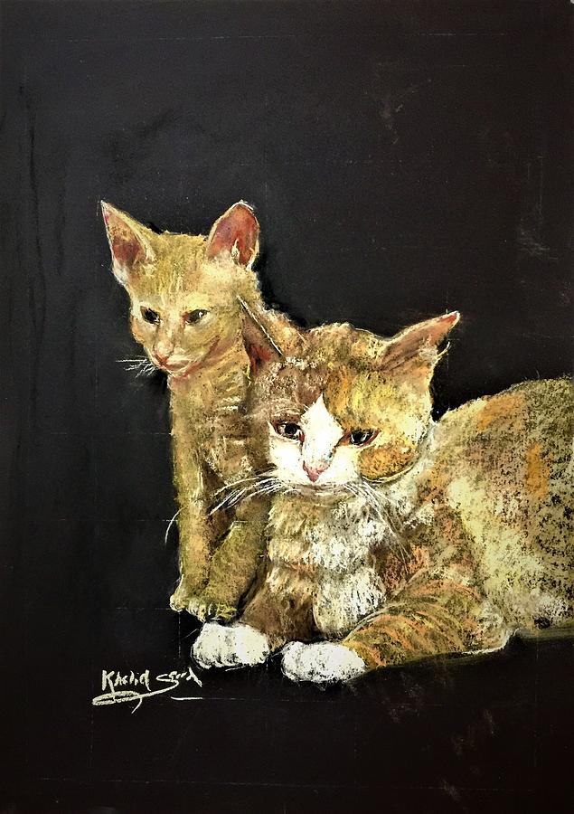 Cat Pastel - Twins by Khalid Saeed
