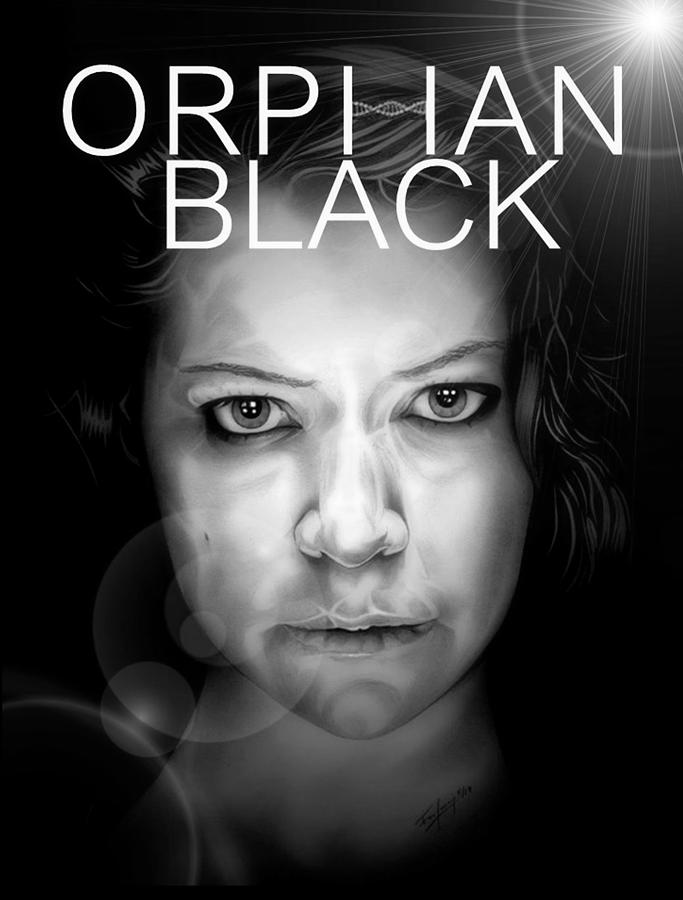 Twins - Orphan Black - Sara Manning - Tatiana Maslany - Black and White Poster Edition Drawing by Fred Larucci