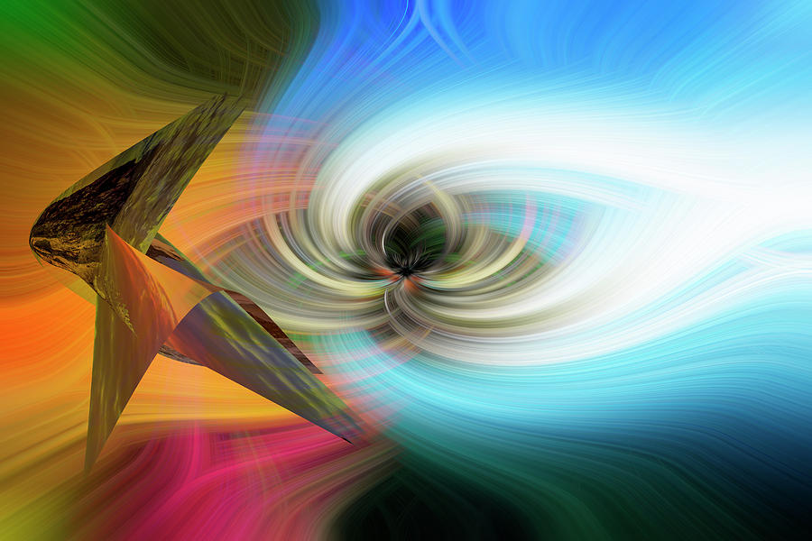 Twirl Blue Green Pink Yellow with 3D Digital Art by Karlaage Isaksen