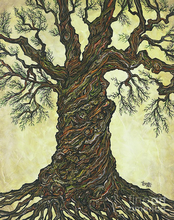 Twisted Catalpa Tree Painting by Tracy Levesque