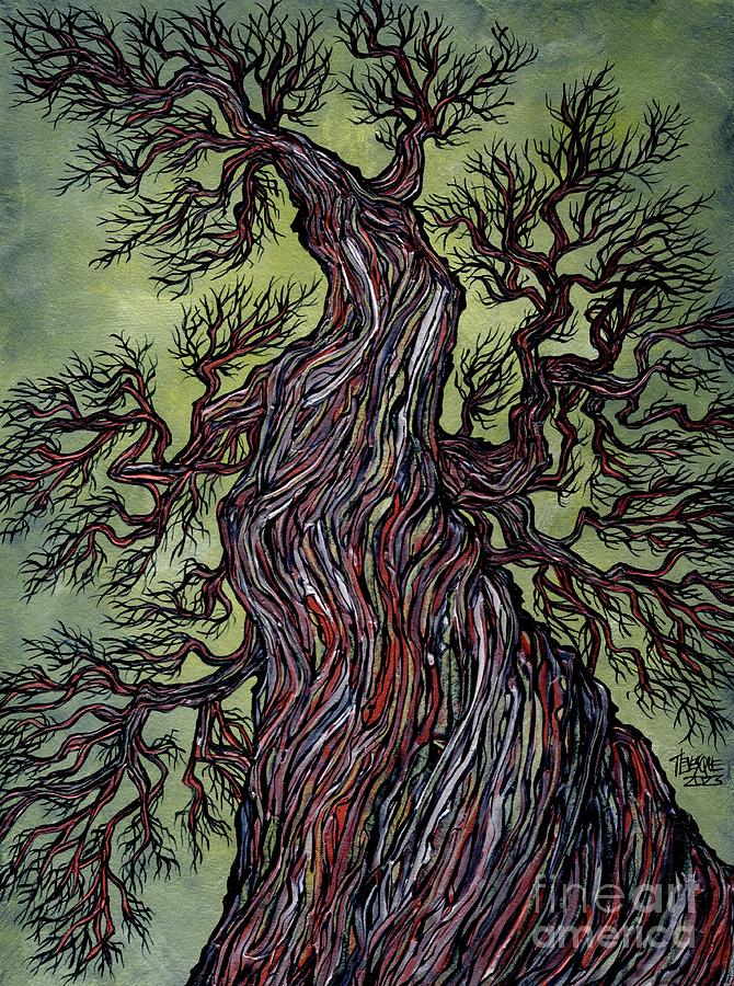 Twisted Cedar Tree Painting by Tracy Levesque