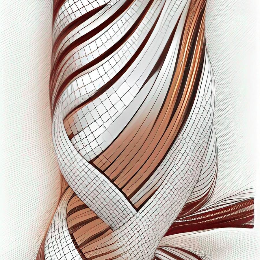 Twisted I - earthtoned 3d abstraction Digital Art by Bonnie Bruno