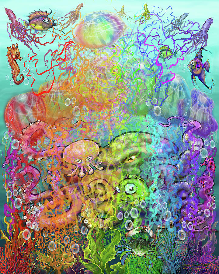 Twisted Interwoven Rainbow Tentacles Digital Art