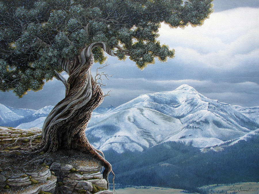 Mountain Painting - Twisted Juniper by Mike Stinnett