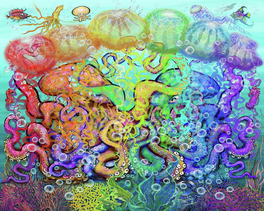 Twisted Rainbow of Tentacles Digital Art by Kevin Middleton