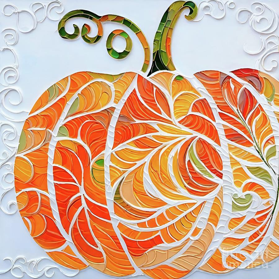 Twisted Vine Pumpkin Mixed Media by Holly Winn Willner
