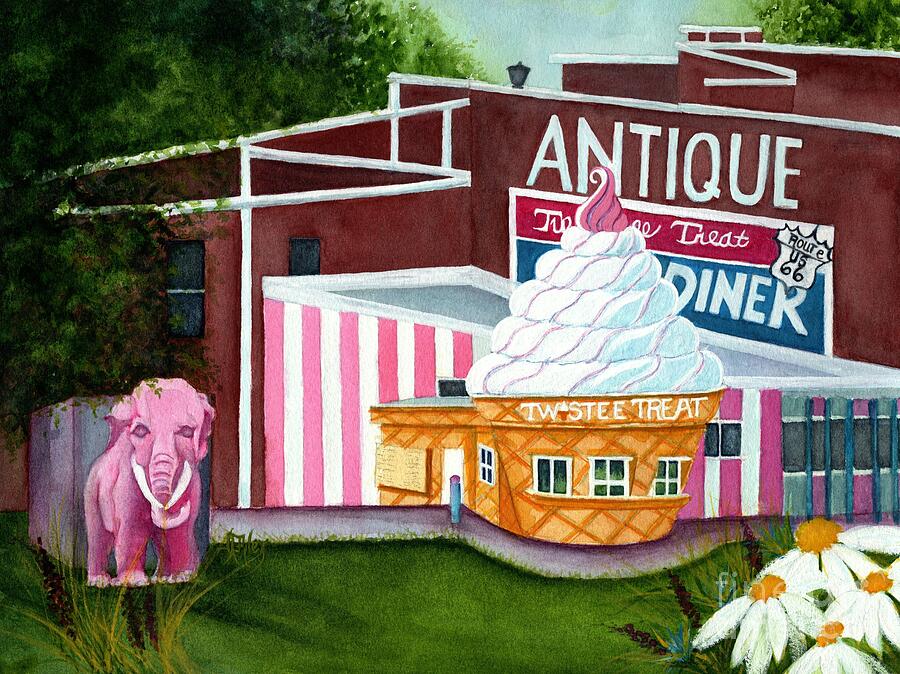Twistee Treat Route 66 Diner Painting by Janine Riley
