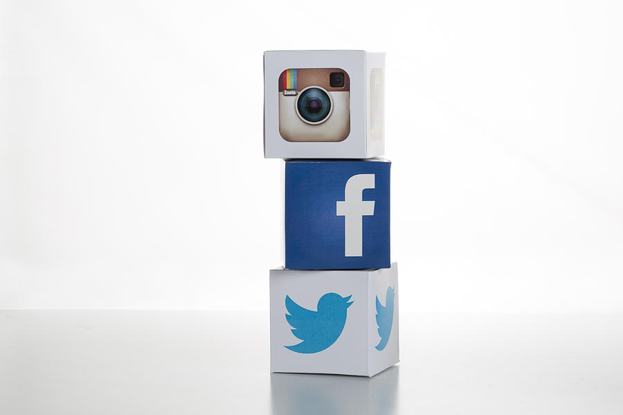 Twitter,Facebook,Instagram Logos on Cubes Photograph by Cnythzl