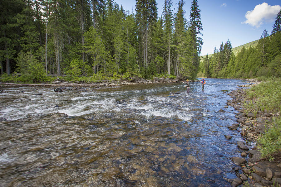 Two anglers fish the Yaak River in NW Montana. Photograph by Jess McGlothlin Media