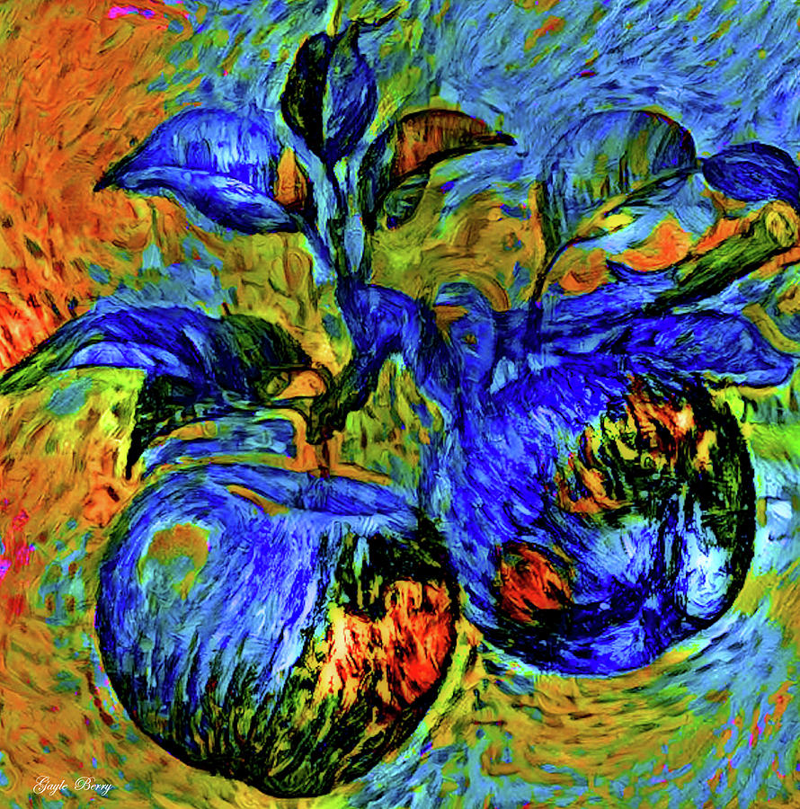 Still Life Mixed Media - Two Apples by Gayle Berry