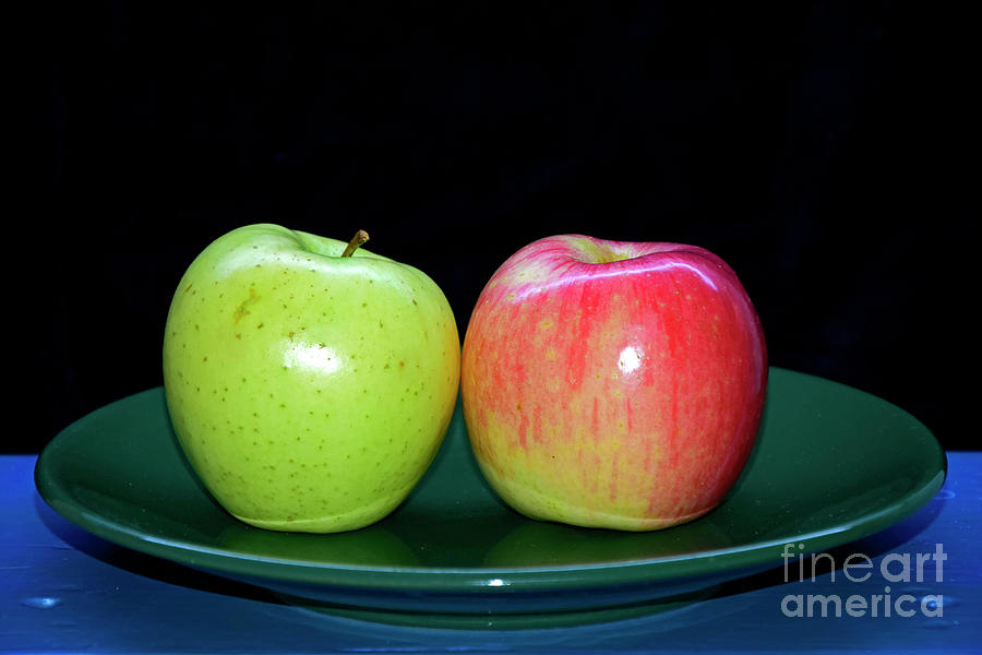 Two Apples On A Plate Photograph