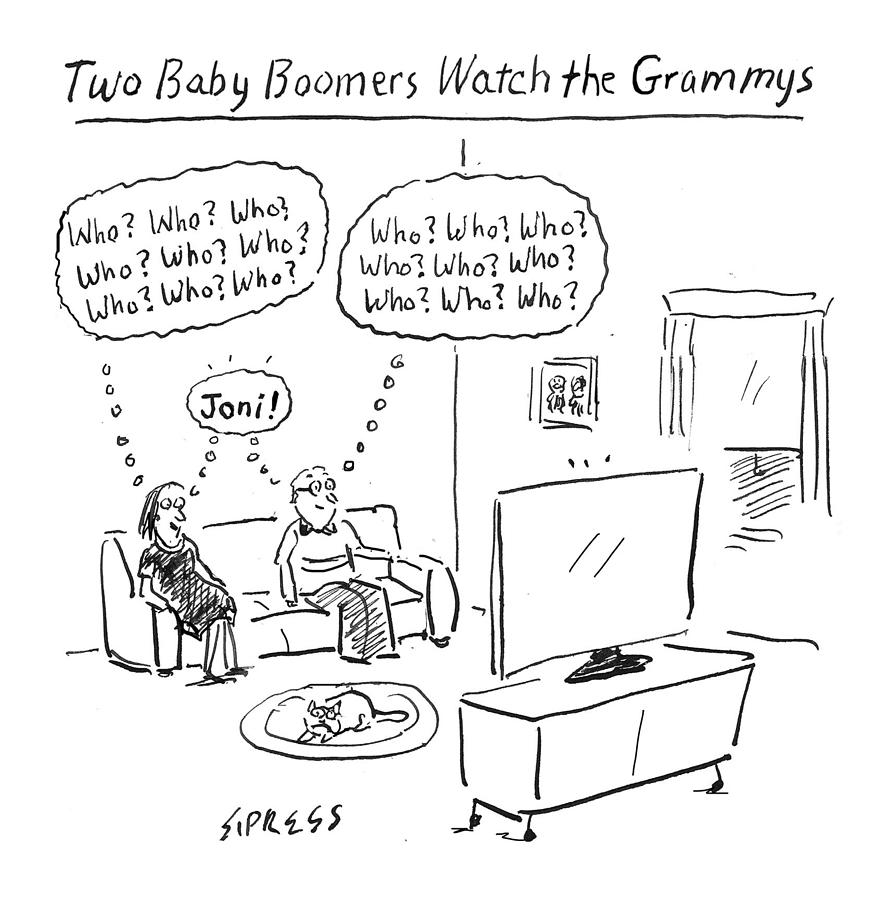 Two Baby Boomers Watch the Grammys Drawing by David Sipress