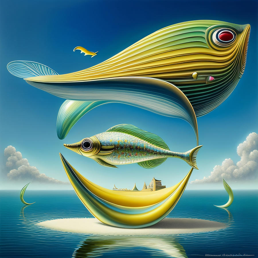 Two banana fish Digital Art by Regina Valluzzi