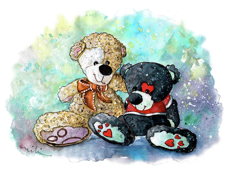 Two Beary Friends In Pickering Painting by Miki De Goodaboom