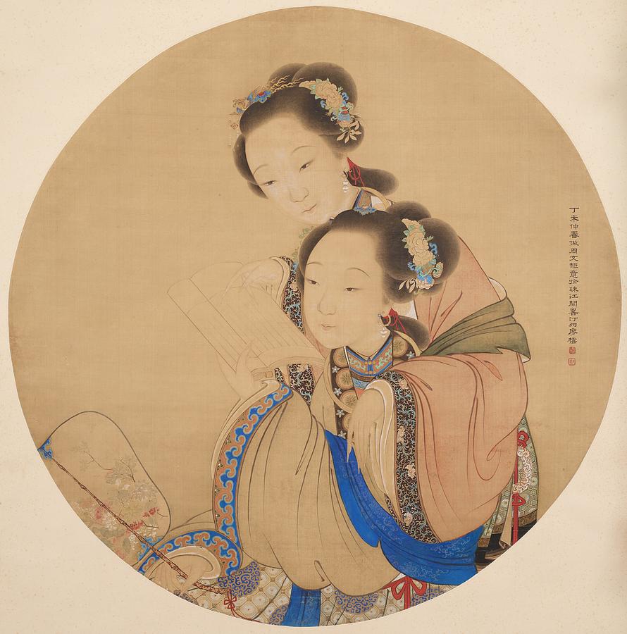 Two Beauties, 1847 Liao Yun Painting by Artistic Rifki