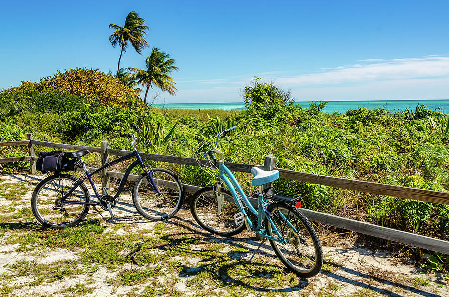 Two Bikes - Bahia Honda State Park - Florida Photograph by Sandra Foyt