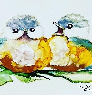 Two Birds Painting by Joyce Clark