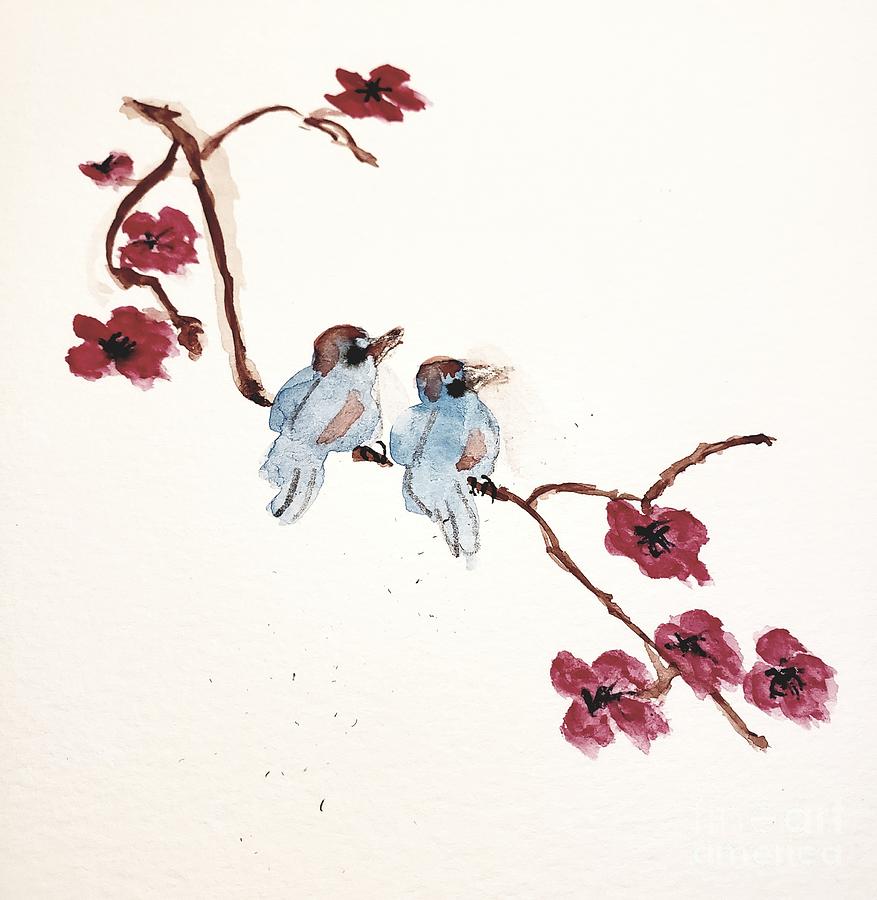 Two Blues Painting by Margaret Welsh Willowsilk