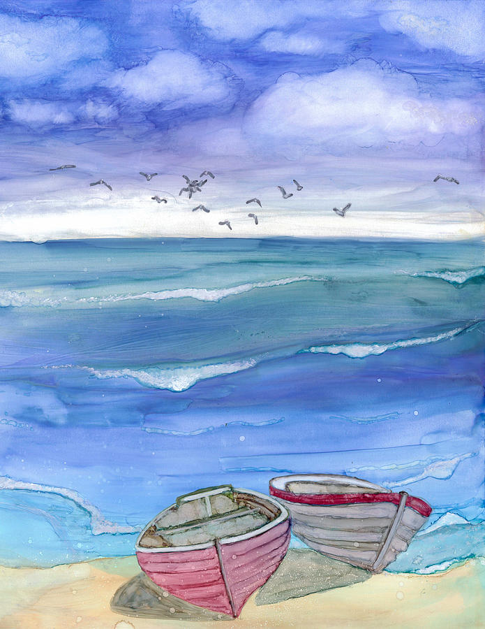 Two Boats Painting by Joyce Clark
