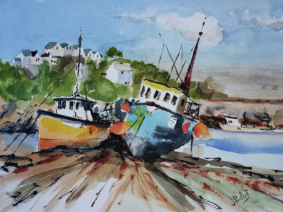 Two boats Painting by Steven Ponsford