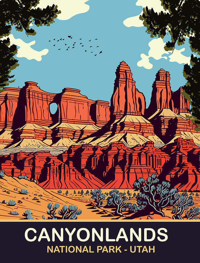 Vintage Digital Art - Two Bob Arch, Canyonlands by Long Shot