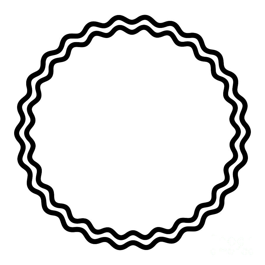 Two bold wavy lines forming a black circle frame Digital Art by Peter ...