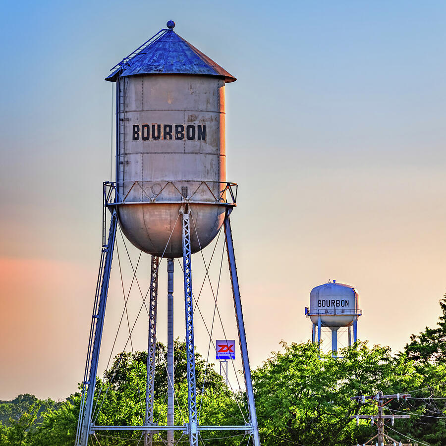 Two Bourbon Water Towers Photograph by Gregory Ballos