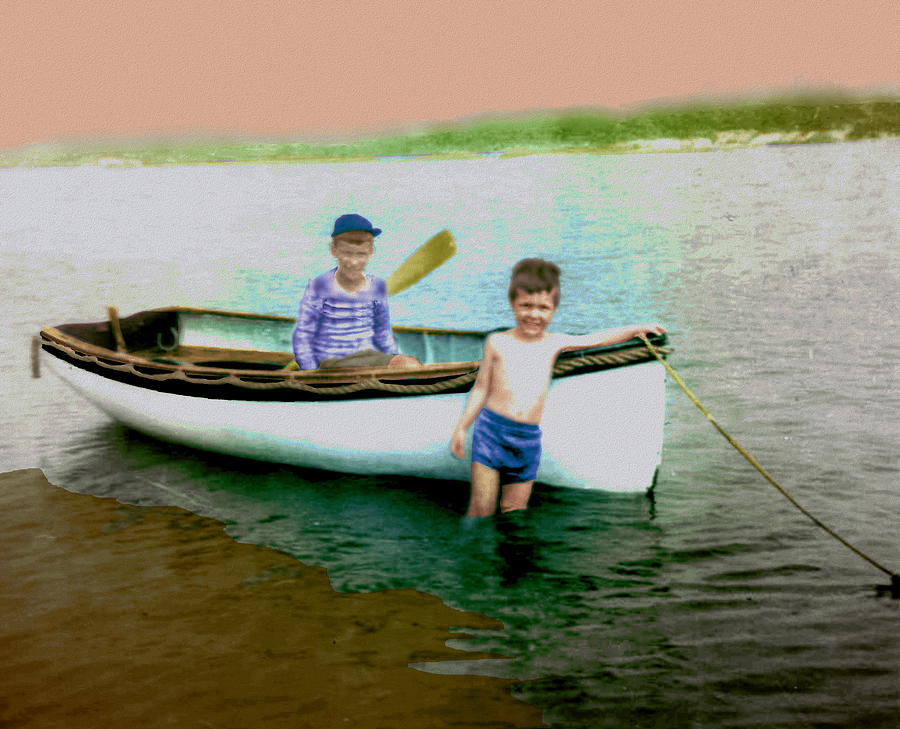 Two Boys and a Boat Digital Art by Cliff Wilson