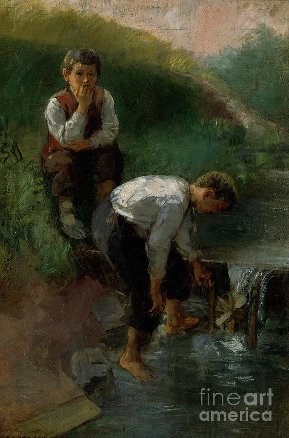 Two boys Painting by O Vaering by Jahn Ekenaes
