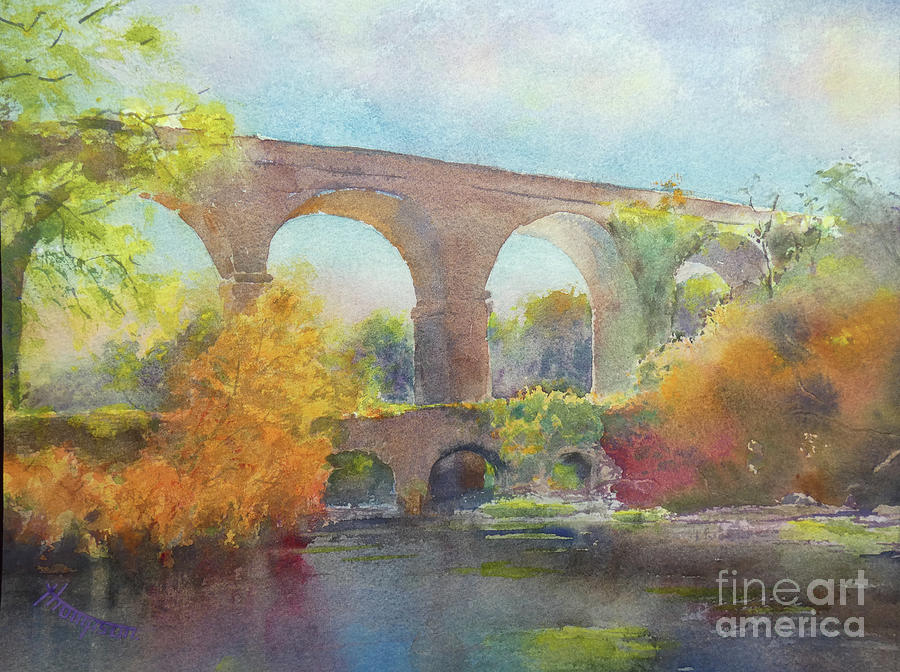 Two Bridges Durrow Viaduct, Waterford Greenway Painting by Keith Thompson