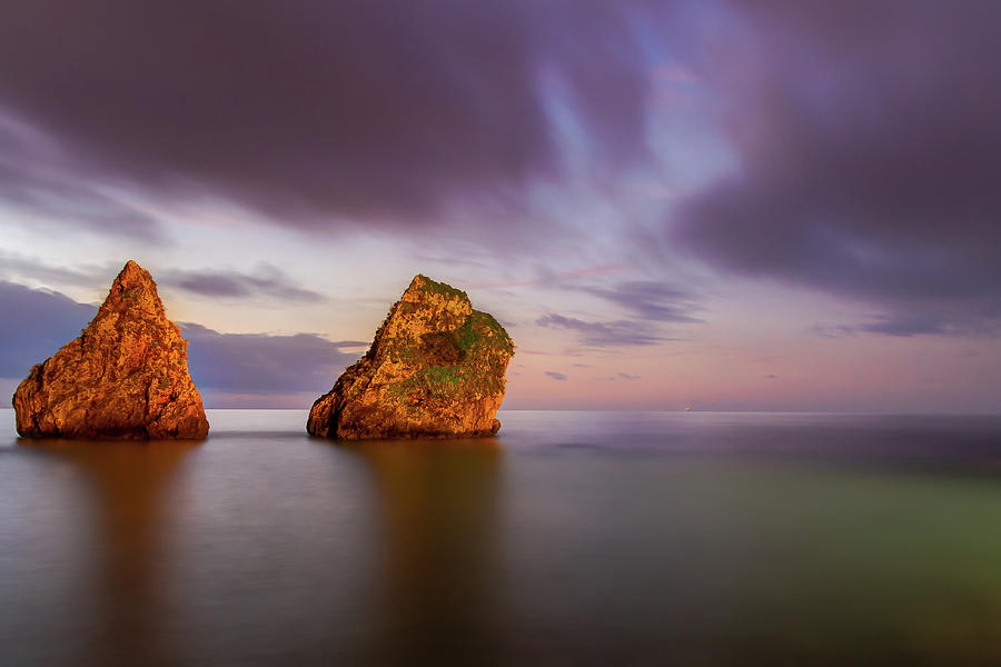 Two Brothers - Dawn on Amalfi Coast Photograph by Umberto Barone