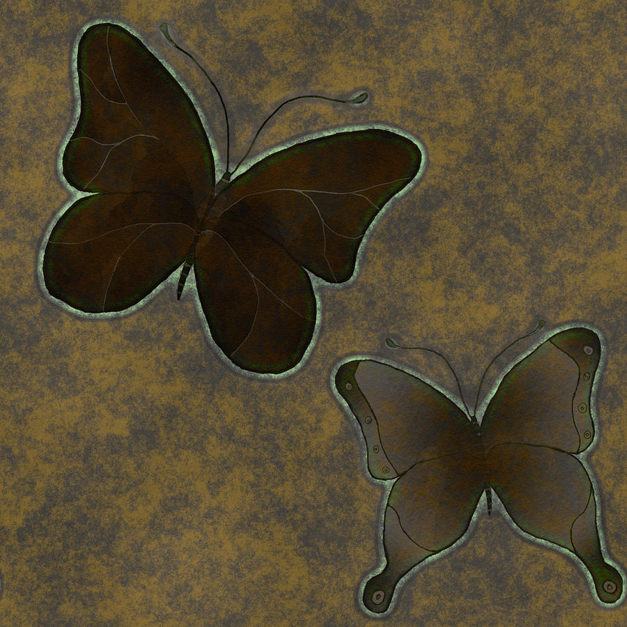Two Brown Leather Butterflies Digital Art
