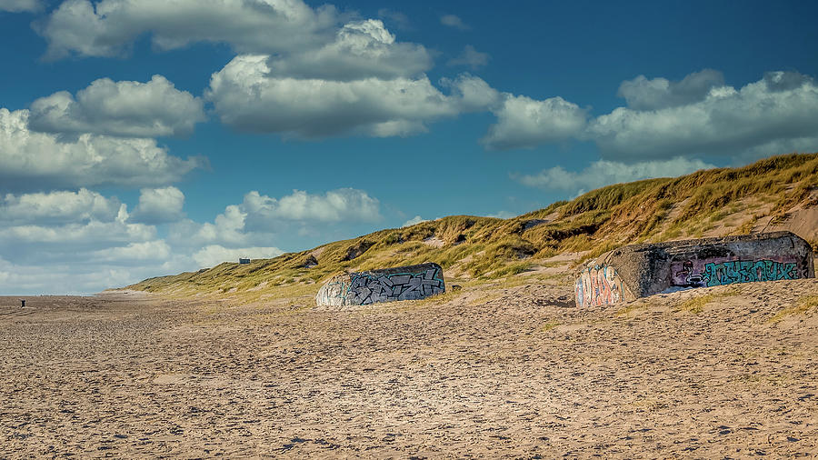 Two bunkers lying on the beach inHvide Sande Photograph by Karlaage Isaksen