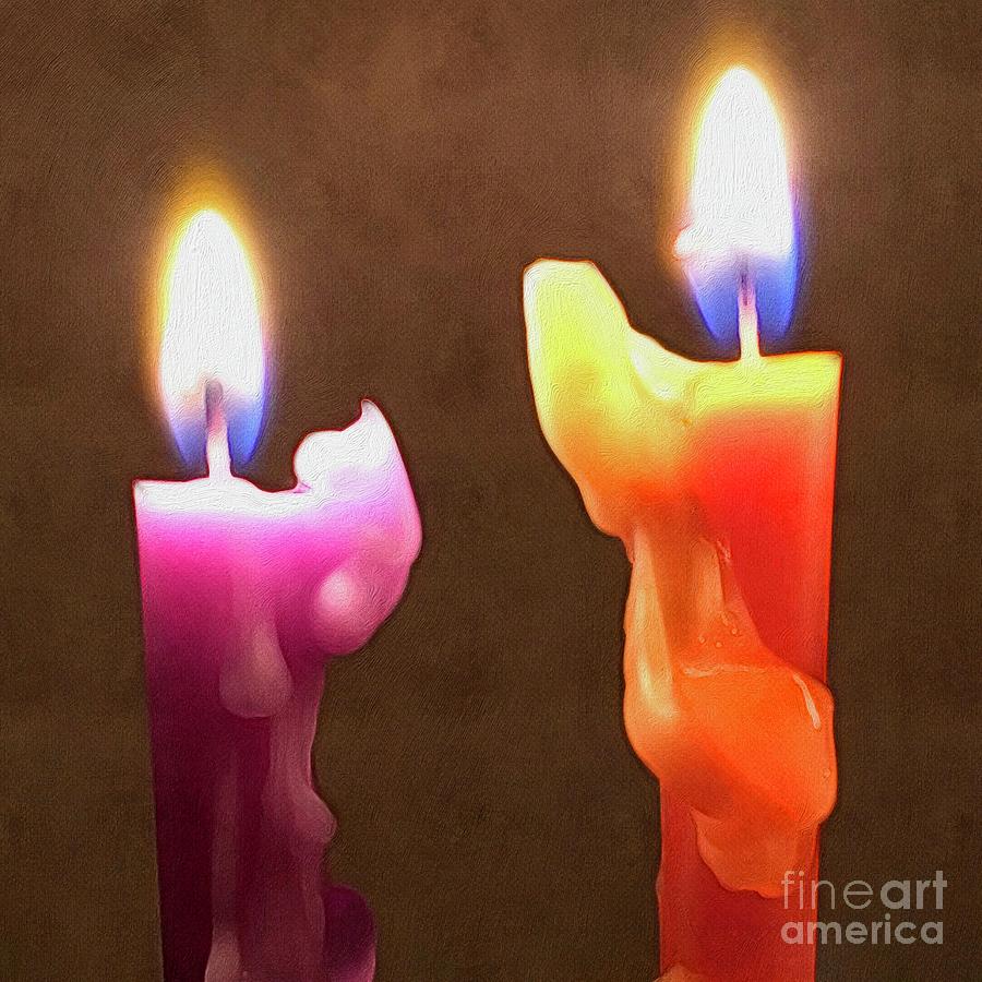 Two Candles Digital Art by Wendy Golden