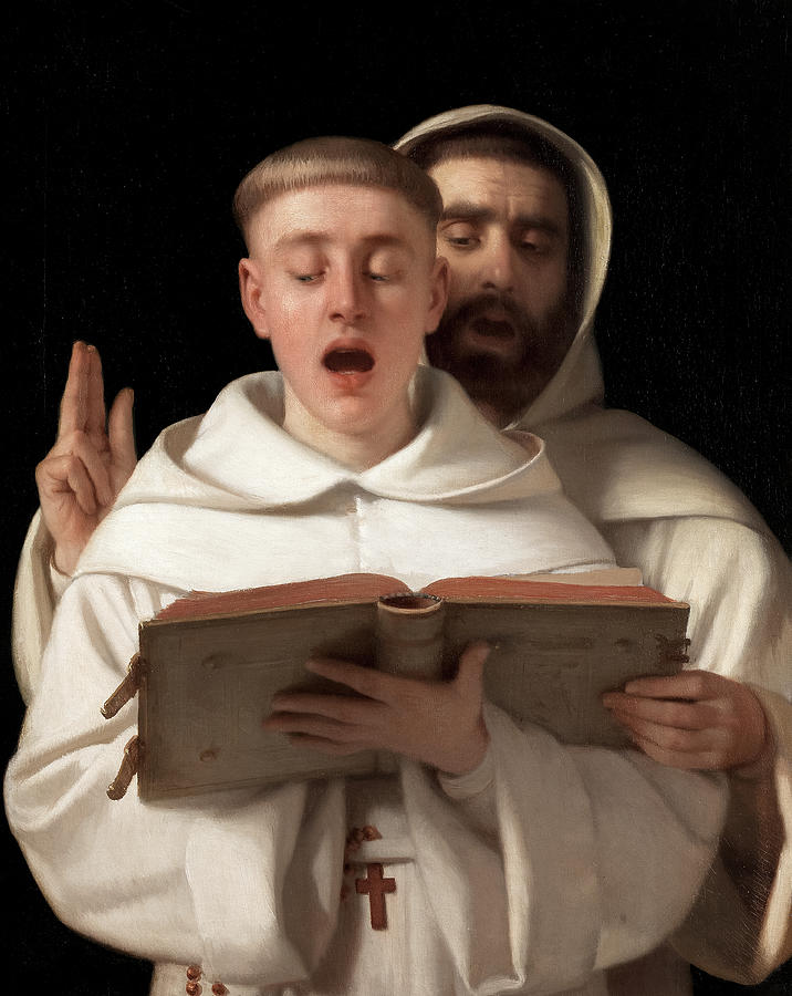 Music Painting - Two Carthusian Monks Singing by Aurele Robert