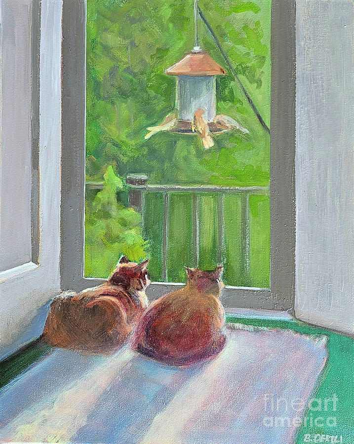 Two Cats Painting by Barbara Oertli