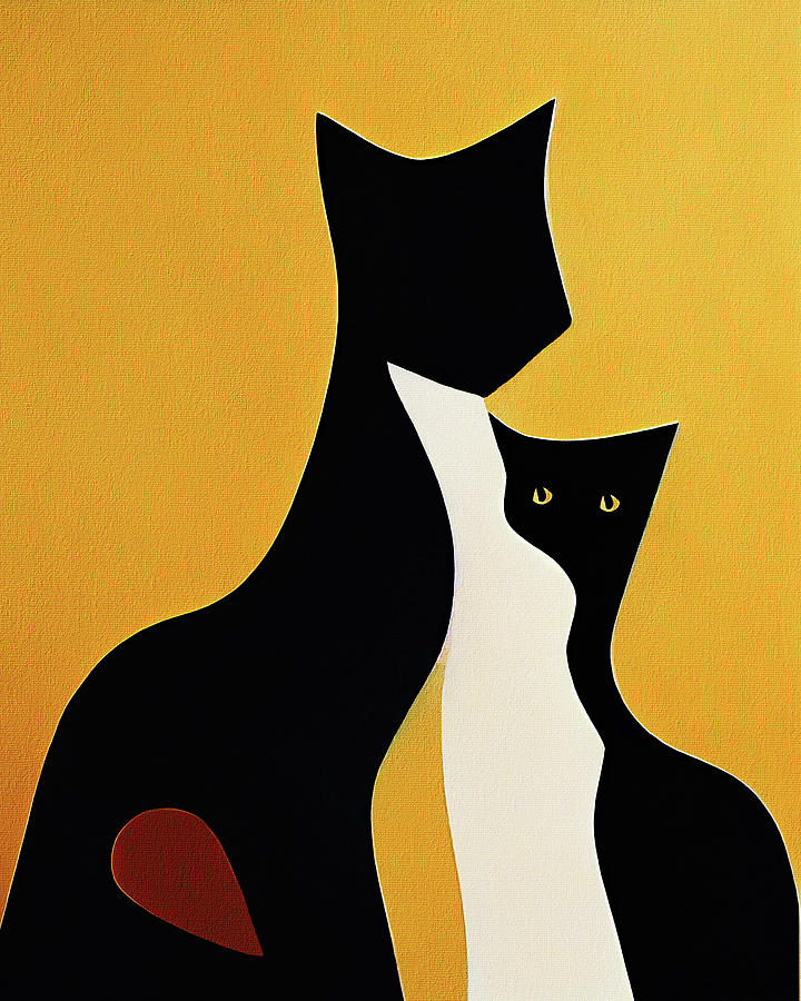 Two Cats - Composition 7 Painting by Paula Picasson - Fine Art America
