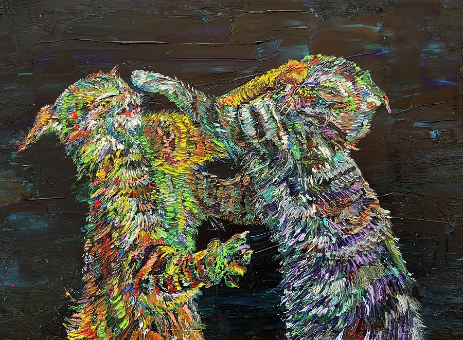 Two Cats Fighting .1 Painting by Fabrizio Cassetta