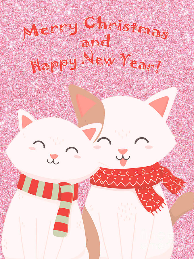 Two Cats Greeting Card Digital Art by Jasna Dragun