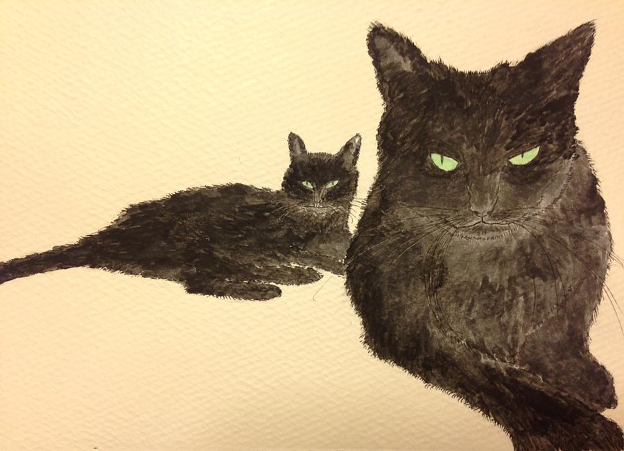 Two Cats Painting by Wendle Josepher Two Cats Painting by Wendle Josepher