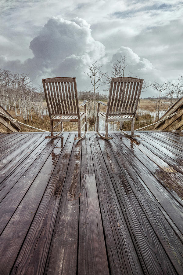 Two Chairs after the Soft Rain Photograph by Debra and Dave Vanderlaan