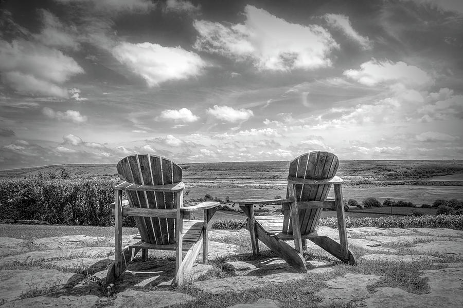 Two Chairs Under a Big Sky in Black and White Photograph by Debra and Dave Vanderlaan